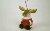 01265 Moose Santa Sitting Up, Ornament
