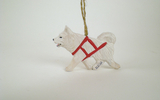 01094 Samoyed In Harness, Flat, Ornament