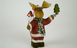 01267 Moose Santa With Staff, Ornament